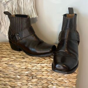 Dolce Vita Tobacco Brown Leather Square Toe Dingo Boho Ankle Boots 7.5